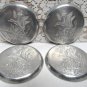 Vintage ALUMINUM Coaster Set of 4 Ducks Hunting Cattails 1960s Mid Century
