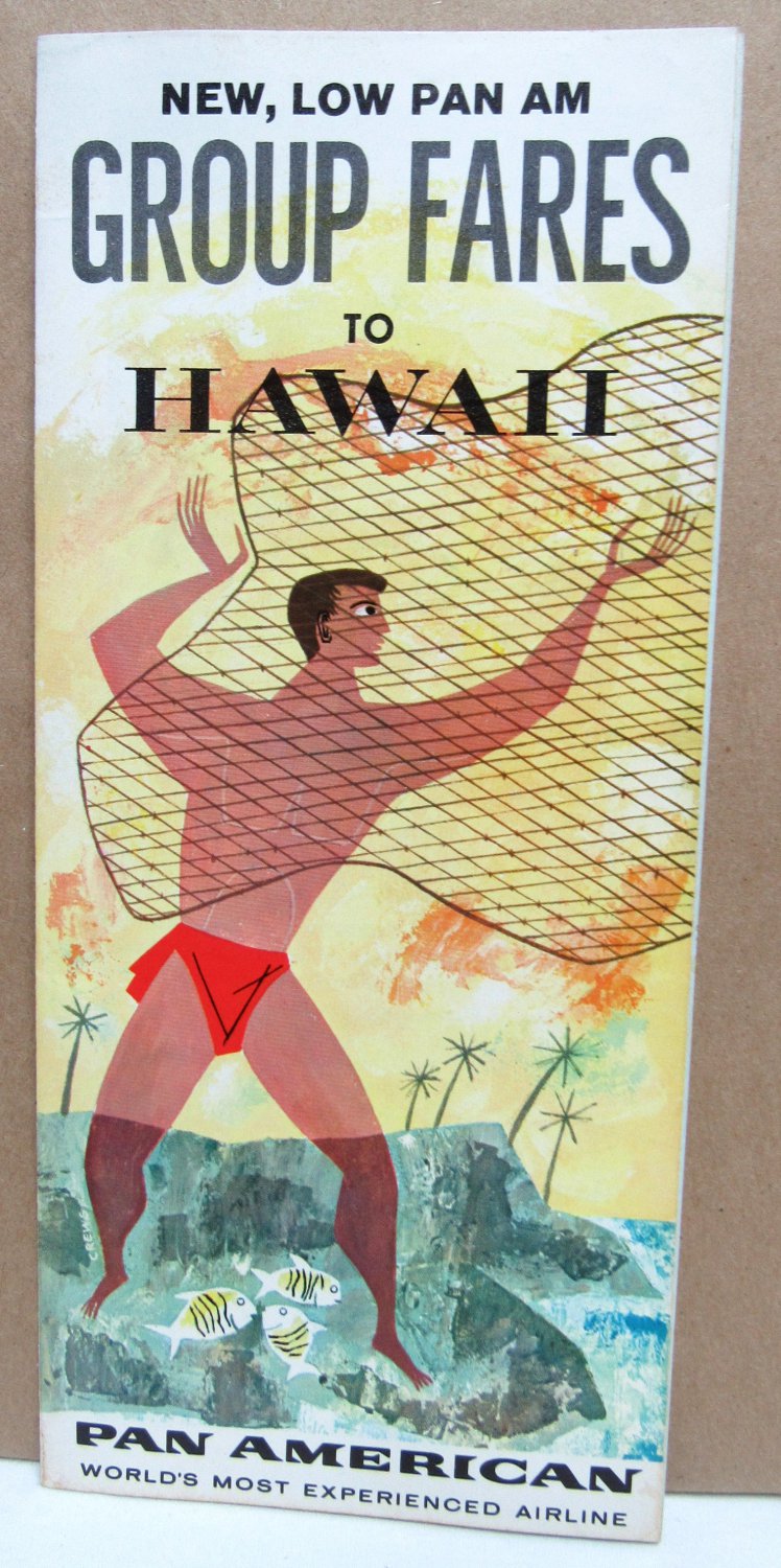 Vintage PAN AMERICAN Group TOURS Travel Brochure HAWAII Hats Map