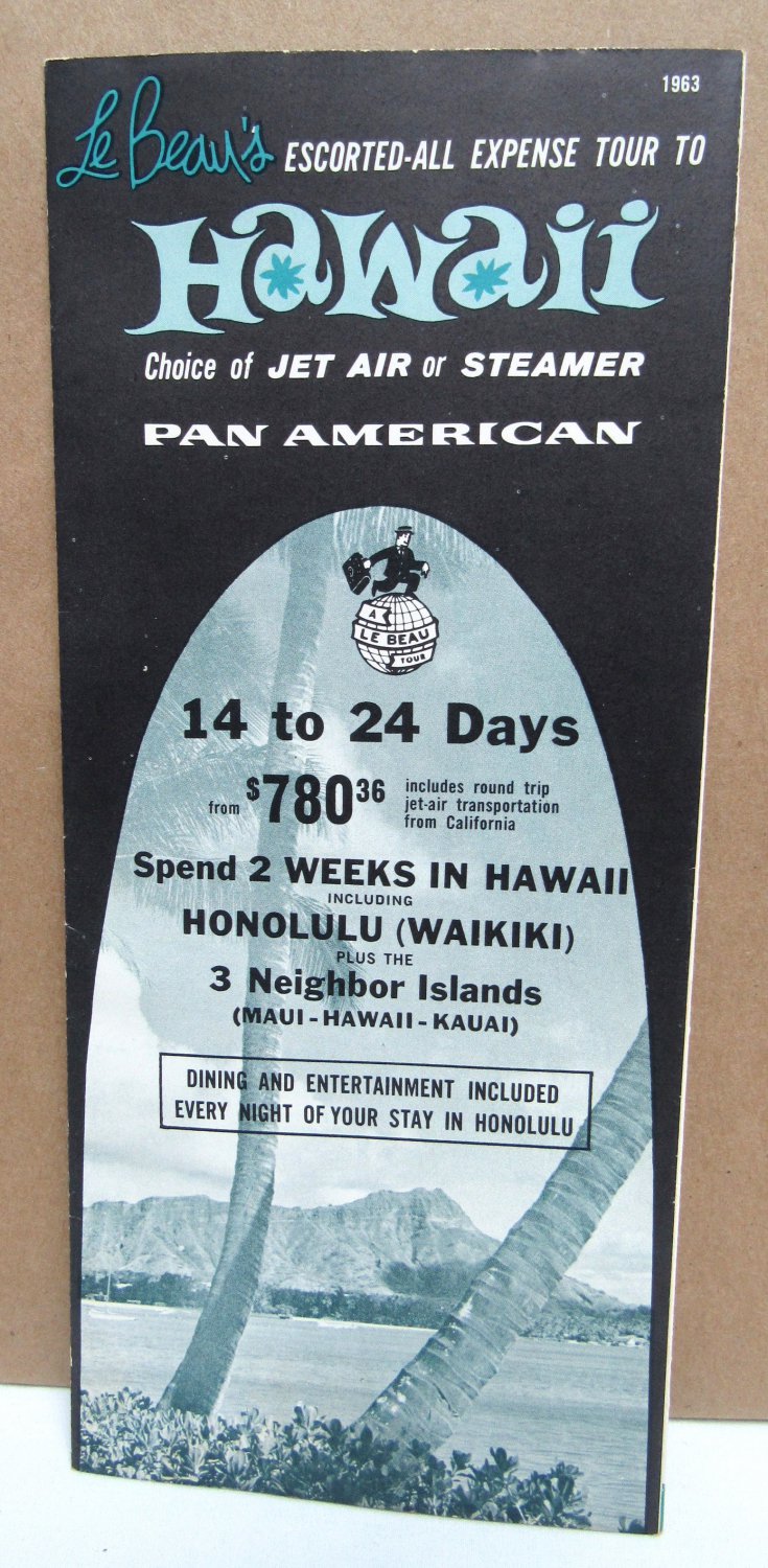 Vintage PAN AMERICAN Group TOURS Travel Brochure HAWAII Le Beau Tour 1963