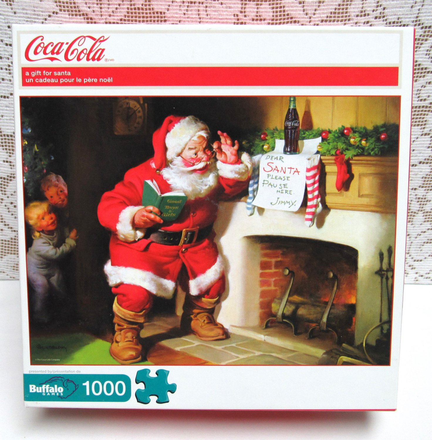 Vintage JIGSAW PUZZLE A Gift For Santa Buffalo Games 1000pc Coca Cola  Christmas