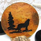 HOWLING WOLF and Tree Coaster Set of 4 Bone Holder Camping Northwoods Cabin Decor