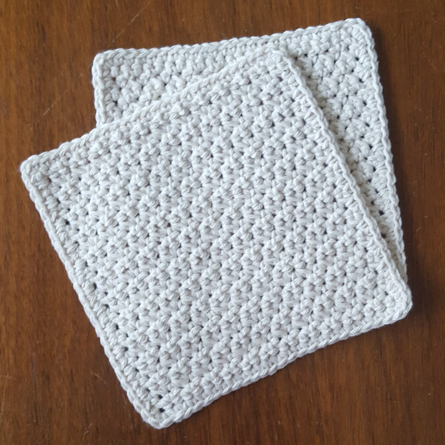 2 Crochet Cotton Dishcloth/Washcloth Off White Scrubby Made in USA