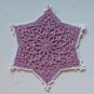 Hand Crochet Set 4 Coasters/Mini Doilies - Star-Brights/Ant.White - made in USA