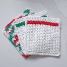 3 Xmas Crochet Cotton Dishcloth/Washcloth -  Linen Stitch - Made in USA #3
