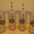 NEW 4 STARBUCKS Clear Tumbler 20 oz Venti Holiday Cups