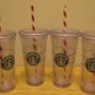 NEW 4 STARBUCKS Clear Tumbler 20 oz Venti Holiday Cups