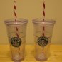 NEW 2 STARBUCKS Clear Tumbler 20 oz Venti Holiday Cups