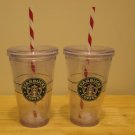 NEW  2 STARBUCKS Clear Tumblers 16 oz Grande Holiday Cups