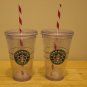 NEW  2 STARBUCKS Clear Tumblers 16 oz Grande Holiday Cups