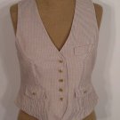 NEW $108 TALBOTS Womens Vest 4 Brown Tan Pinstripes NWT
