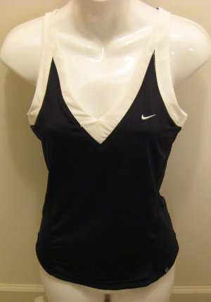 NEW NIKE Dry Fit Womens Tennis Shirt Top XS 0 2 NWT Black White