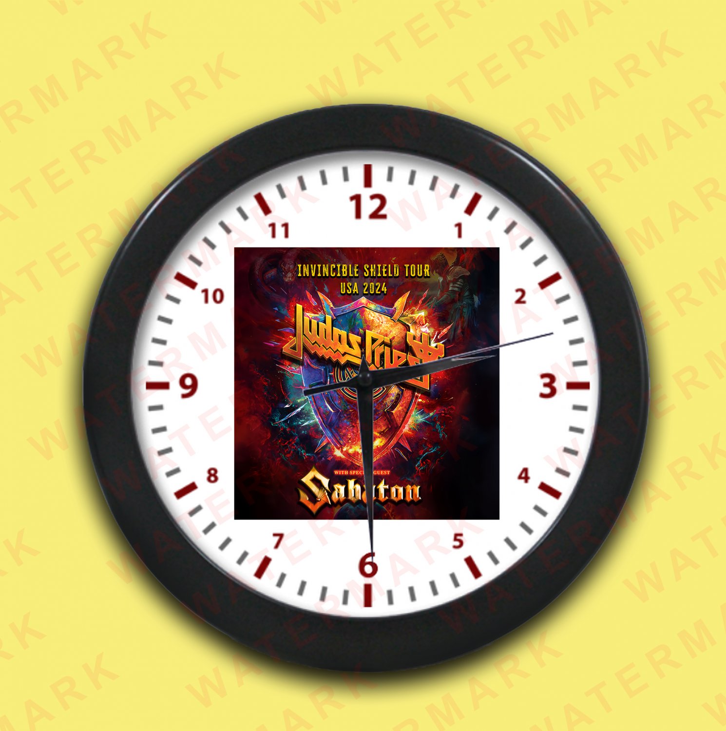 JUDAS PRIEST WITH SABATON INVINCIBLE SHIELD TOUR 2024 Wall Clocks