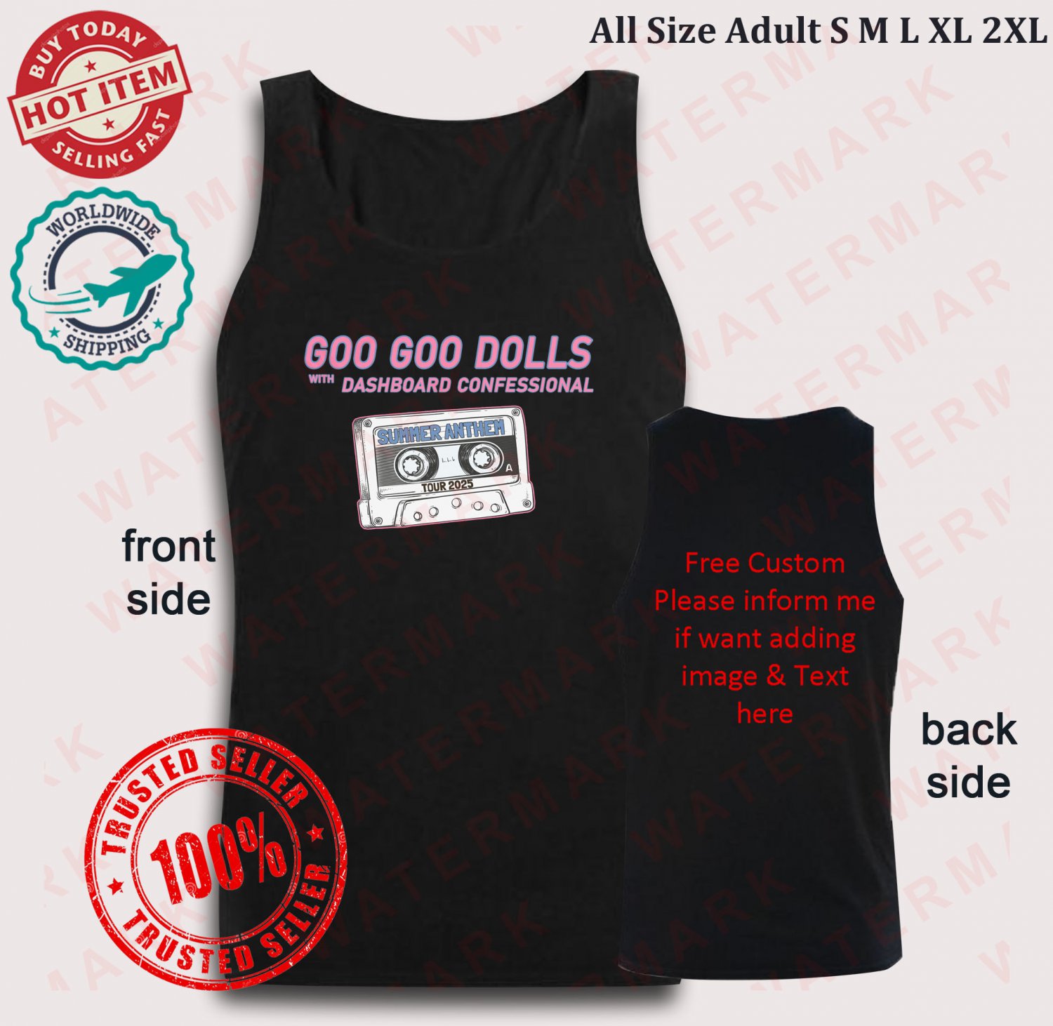 GOO GOO DOLLS WITH DASHBOARD CONFESSIONAL SUMMER ANTHEM TOUR 2025  Tank top
