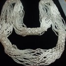 Multi-Strand White & Pearl Beaded Necklace NC-4