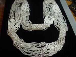 Multi-Strand White & Pearl Beaded Necklace NC-4