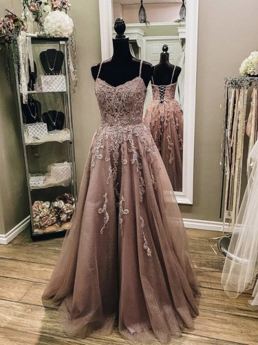 V Neck Lace Prom Dresses Champagne Lace Formal Evening Dresses NH0965 V Neck Lace Prom Dresses Champagne Lace Formal Evening Dresses NH0965
