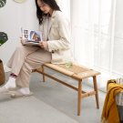 Woven Design Natural Oak Wood Dining Bench Bed Bench for Dining Room, Bedroom, Bathroom Woven Design Natural Oak Wood Dining Bench Bed Bench for Dining Room, Bedroom, Bathroom