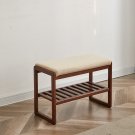 (Walnut Color) Solid Wood Shoe Bench, Beech Wood Storage Rack Organizer with High Rebound Sponge Cus (Walnut Color) Solid Wood Shoe Bench, Beech Wood Storage Rack Organizer with High Rebound Sponge Cus