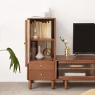 (Coffee color) Storage Cabinet for Living Room - Free-Standing Corner Cabinets Storage Table with Vi