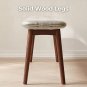 (Khaki)Natural Oak Wood for Dining Bench Table Bench for Living Room With Leather Cushion