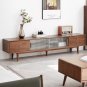 Walnut Color North America A Grade Solid Red Oak TV Cabinet With Chinese Changhong Glass Doors, Two 