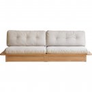 Oversized Solid Wood Sofa, Long Straight Sofa, Gravel White Cotton Linen Sofa, Red Oak Solid Wood Fr