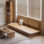 Oversized Solid Wood Sofa, Long Straight Sofa, Gravel White Cotton Linen Sofa, Red Oak Solid Wood Fr