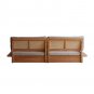 Oversized Solid Wood Sofa, Long Straight Sofa, Gravel White Cotton Linen Sofa, Red Oak Solid Wood Fr