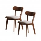 (Set of 2 pcs) Walnut Color Dining Chair FAS Grade Oak Natural Wood Made in North America 100% Dirt-