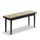 Modern Style Black Color Solid Oak Wood Dining Bench with Rattan Detail, Modern Bench for Bedroom En Modern Style Black Color Solid Oak Wood Dining Bench with Rattan Detail, Modern Bench for Bedroom En