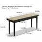 Modern Style Black Color Solid Oak Wood Dining Bench with Rattan Detail, Modern Bench for Bedroom En