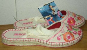 ROXY SIESTA Canvas Espadrille Flat Shoes Womens 8 NEW