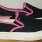 ROXY PEPPERDINE Black Pink Canvas Slip On Shoes 6.5 NEW