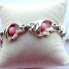 Rhodium Backed Shell Bracelet Pink Cabochons