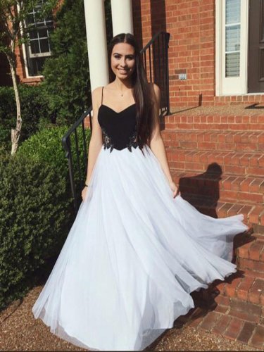 cute flowy prom dresses Flowy Prom Dresses,Blue Prom Dress with Slit main image 0
