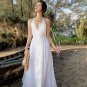 Flowy Simple Halter Backless Floor Length Beading Wedding Dress Bridal Gown