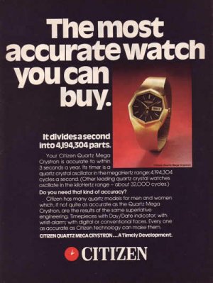 1976 ICEAC Citizens Quartz Mega Crystron Watch Advert