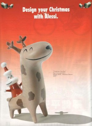 2007 ALESSI Christmas Porcelain Cow Boy Advertisement