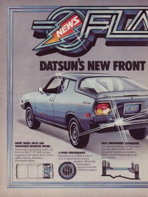1976 ICEAC Datsun Front Wheel Drive F10  two page Ad