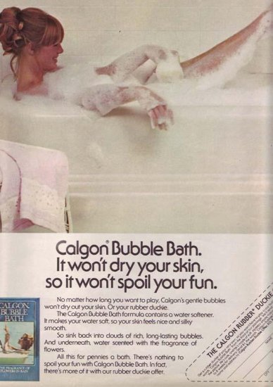 1974 Calgon Bubble Bath Advertisement Women Soap Clean