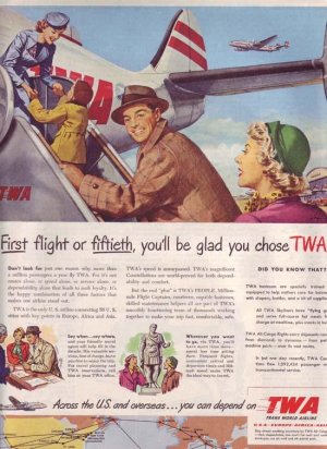 1950 TWA Trans World Airline Air Advertisement ICEAC