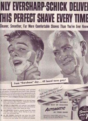 1950 Eversharp Schick Injector Mens Razor Advertisement