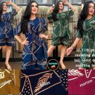 women's tshirt summer leaf print with zipper and tie
