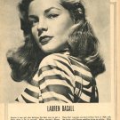 Lauren Bacall 1 page magazine photo clipping X5762