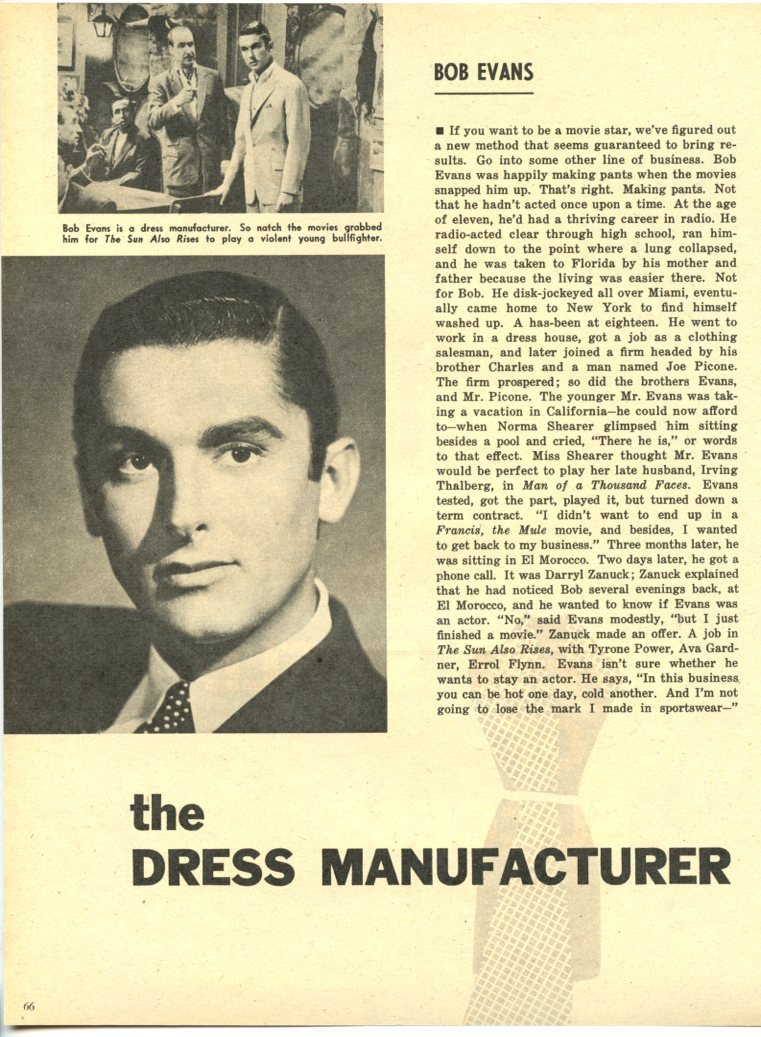 Bob Evans 1 page magazine photo clipping X6834