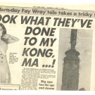 King Kong Fay Wray 1 page magazine photo clipping N2915