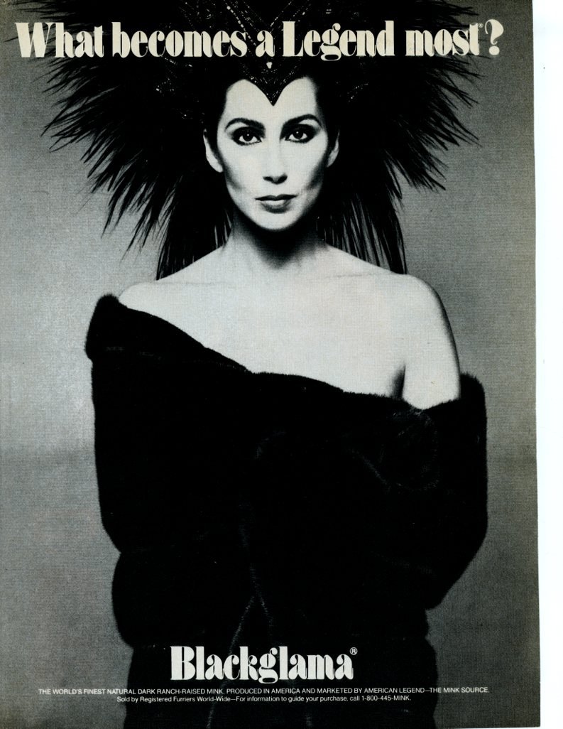 Cher in Fur 1 page magazine photo clipping N4052