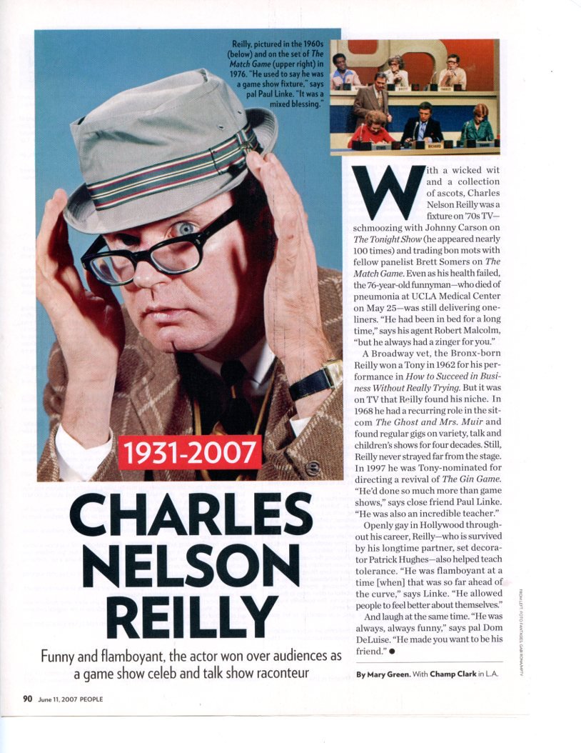 Charles Nelson Reilly 1 page magazine photo clipping B7700