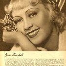 Joan Blondell 1 page magazine photo clipping C0661