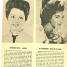 Brenda Lee Connie Francis 1 page magazine photo clipping C0876